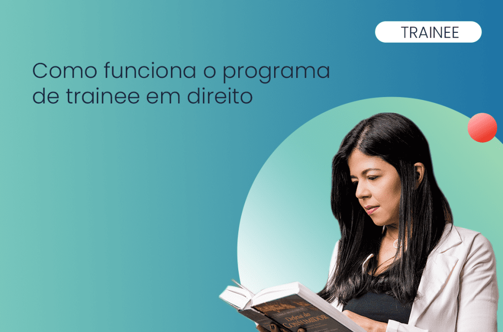 mulher jovem lendo sobre o programa de trainee em direito