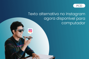 homem com deficiência visual utilizando o Instagram, feliz e satisfeito com a acessibilidade implementada